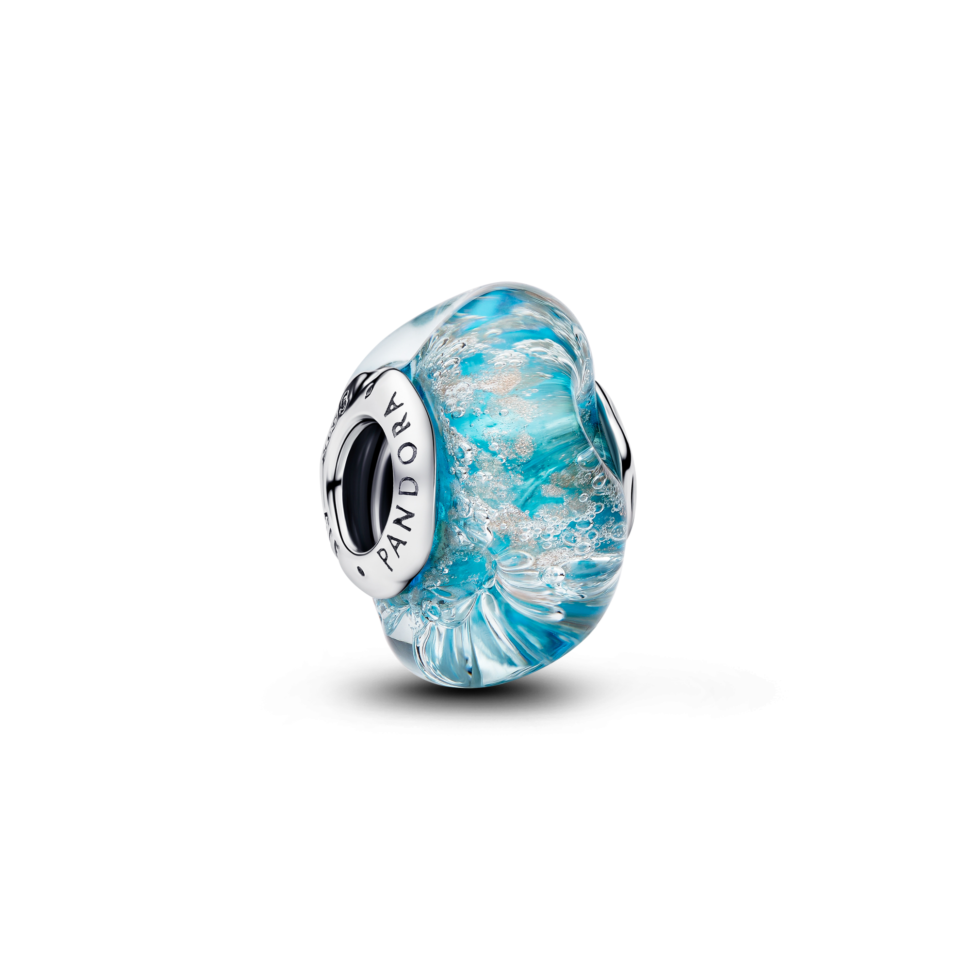 Pandora - Sterling silver charm with turquoise Murano glass with glitter - 794701C01