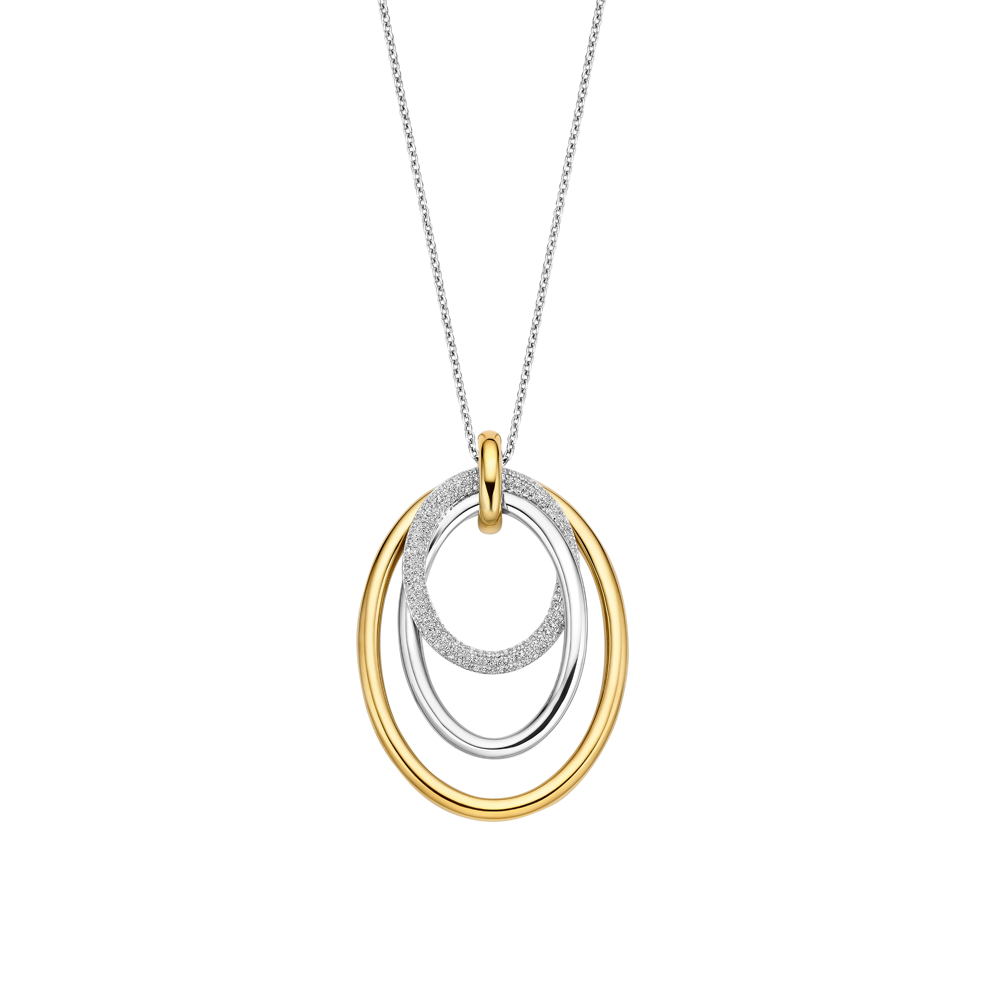 Ti Sento Milano - Zilveren collier inclusief bicolor hanger zilver, verguld - 34127ZY/40