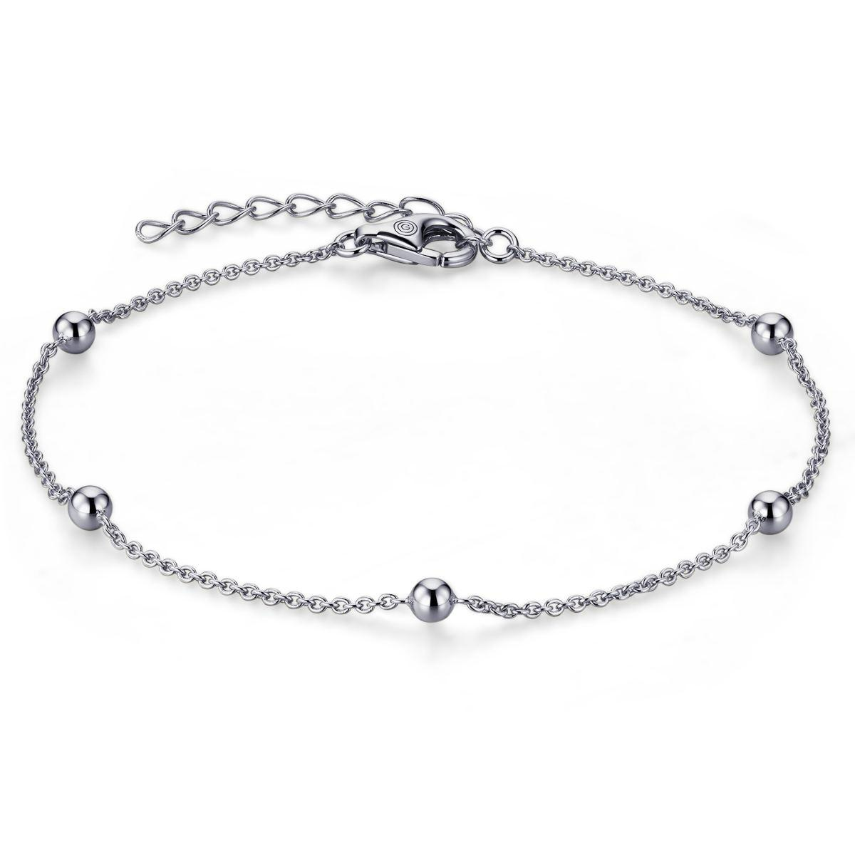 B1053-17+3. Gisser zilveren damesarmband. Anker schakel met bolletjes. 