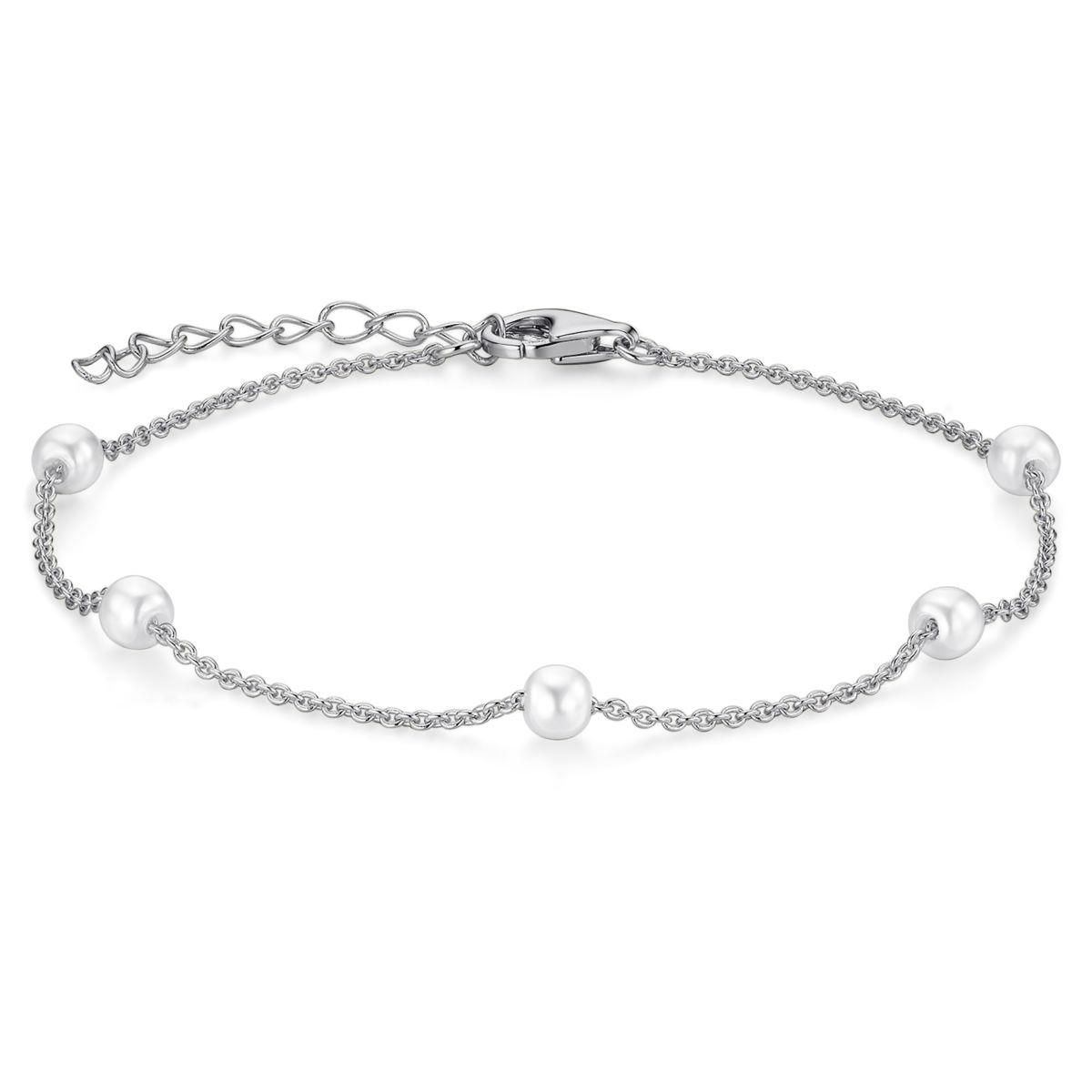 B1054-17+3. Gisser zilveren dames armband met pareltjes. 