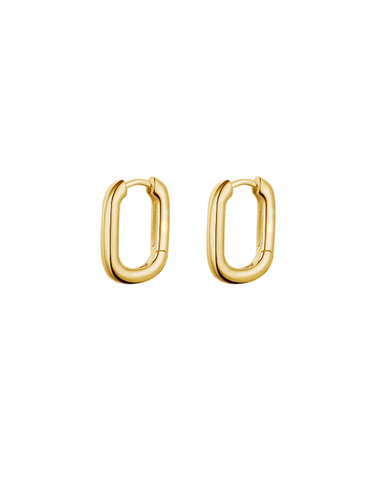 een paar zilver vergulde oorringen Fabnora model Square hoops