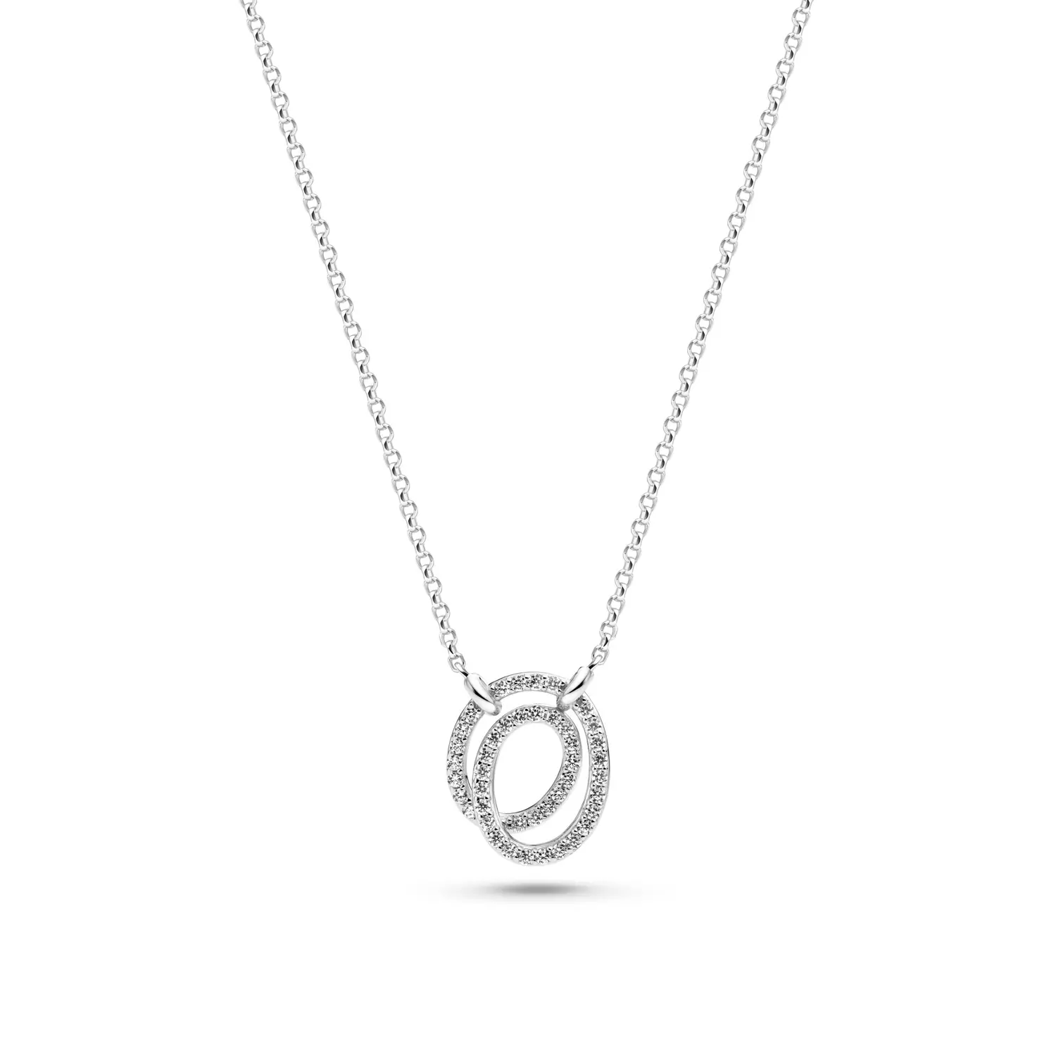 Ketting ( regelbare lengte ) met vast hangertje in zilver met zirconia steentjes van het merk Sif Jakobs