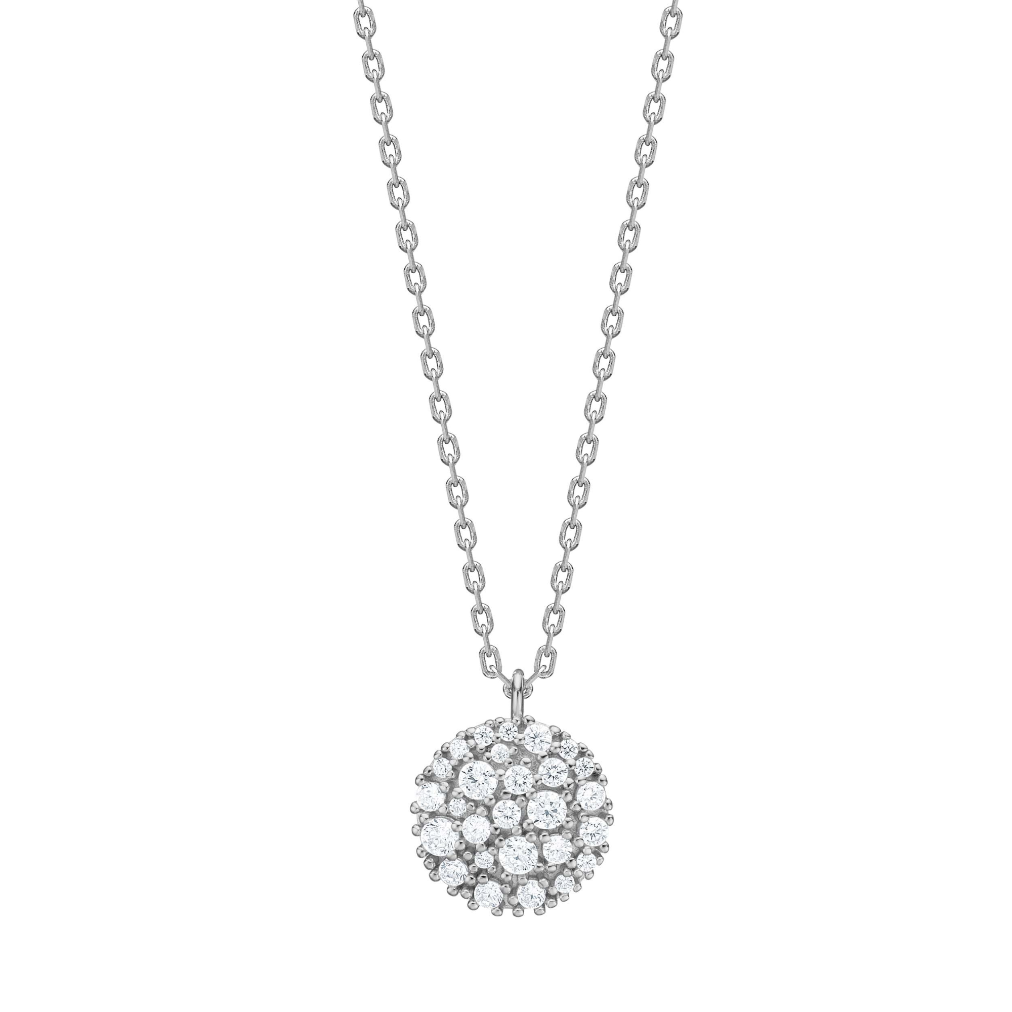 Diese Kette mit Anh&auml;nger besteht aus hochwertigem 925 Sterling Silber und ist mit funkelnden Zirkonia-Steinen verziert. Mit einer L&auml;nge von 42 cm ist sie perfekt f&uuml;r den t&auml;glichen Gebrauch oder besondere Anl&auml;sse. Tragen Sie sie allein f&uuml;r einen eleganten Look oder kombinieren Sie sie mit anderen Schmuckst&uuml;cken f&uuml;r einen modischen Auftritt. Perfekt als Geschenk!