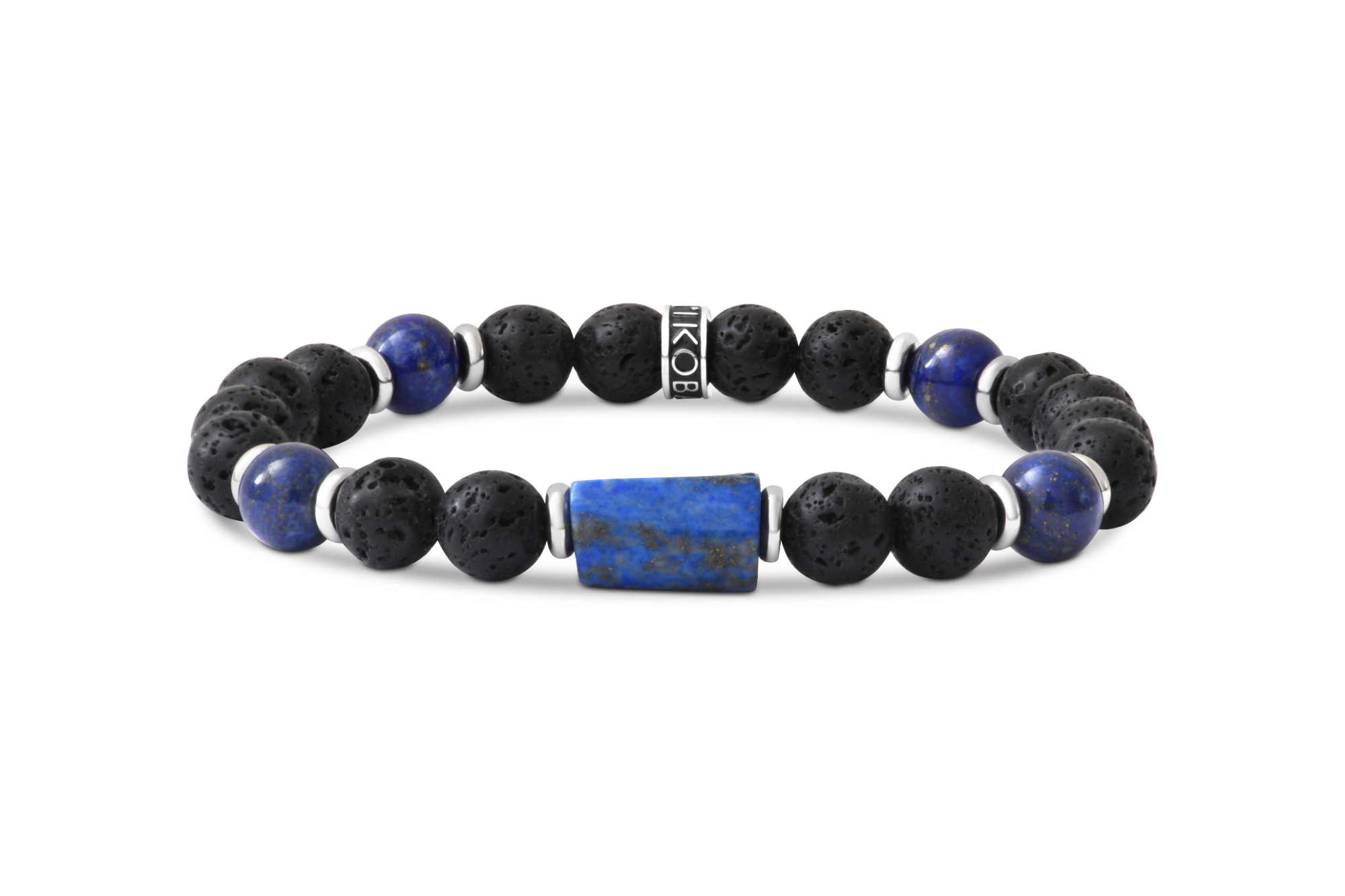 armabnd lapis lazulli parelsen zwarte agaat mat 8mm