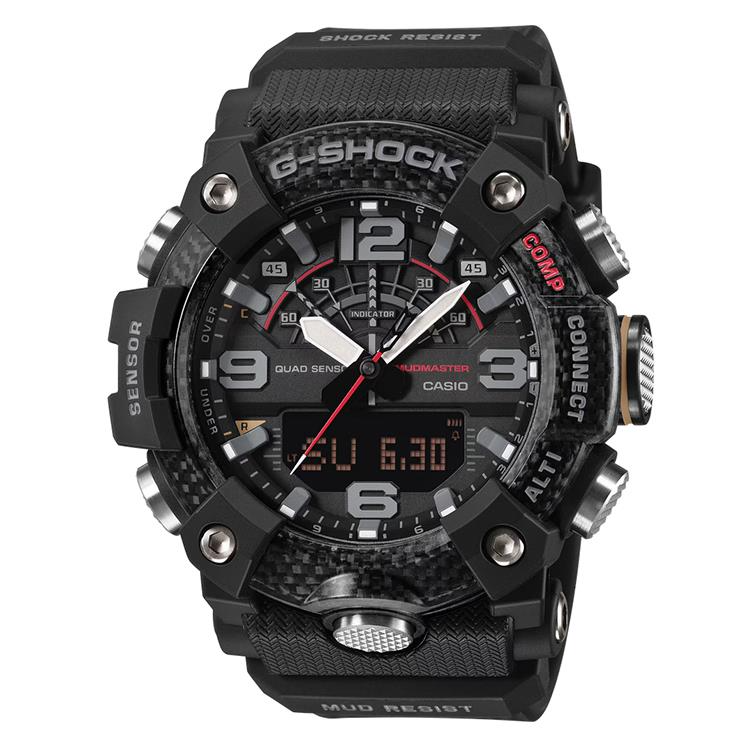 De G-Shock Mudmaster GG-B100X-1AER is een robuuste horloge van de Master of G-serie, modelnummer GG-B100X-1AER, met een zwarte polsband en een stevige kast van plastic en siliconen. Met een omvang van 50 mm en datumaanduiding, is hij ideaal voor avonturen. Draag hem strak om de pols voor optimale functionaliteit.