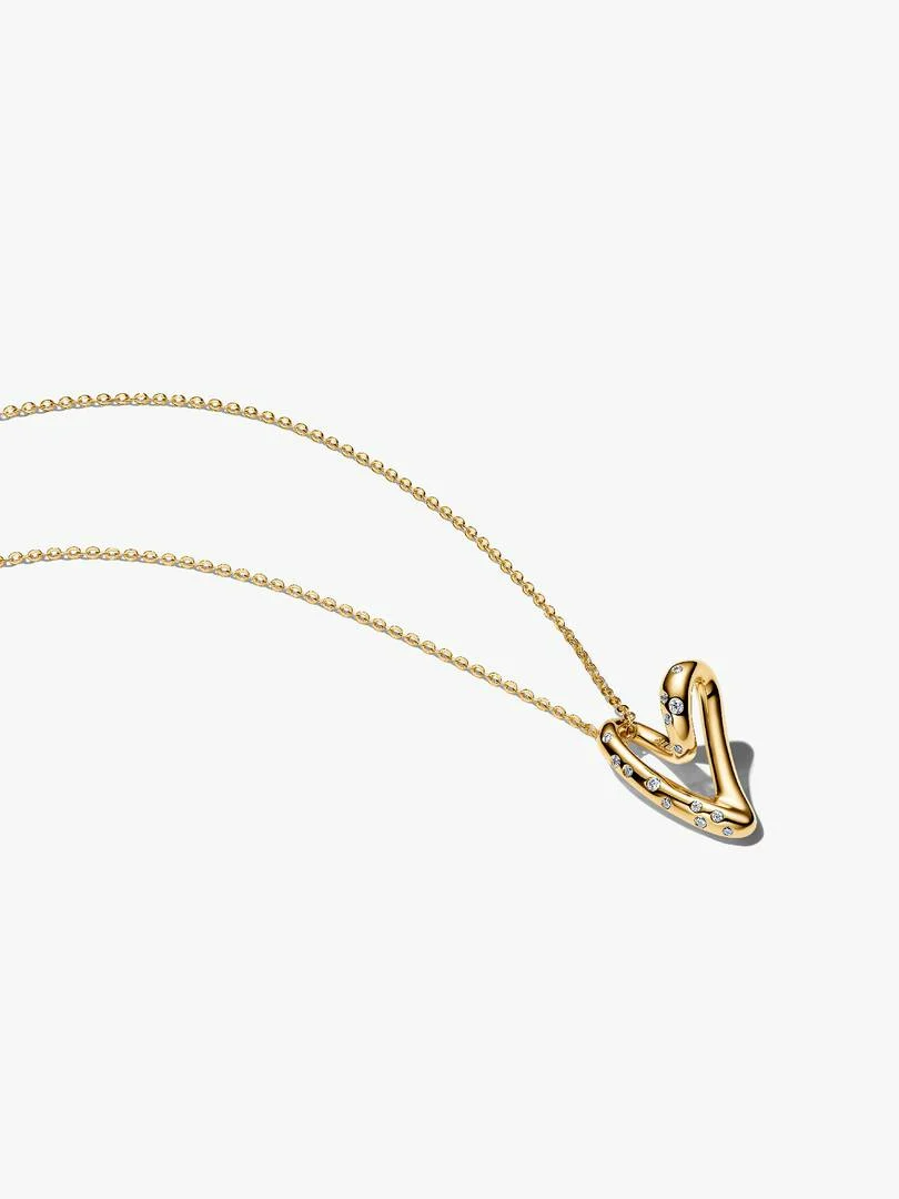 Organisch Gevormde Steengezette Hartvormige Ketting met Hanger