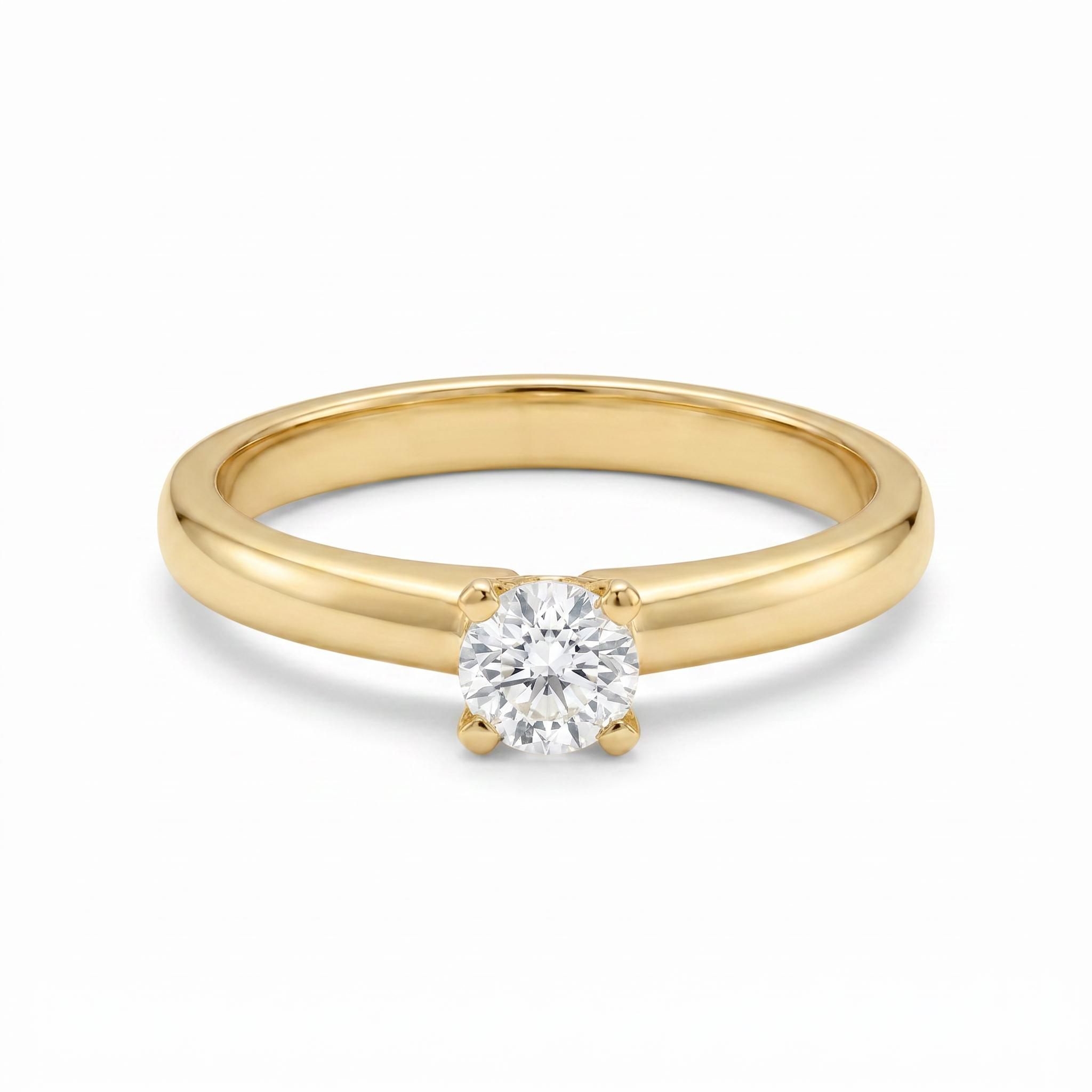 18 kt geelgouden verlovingsring met briljant van 0.34ct G/P1