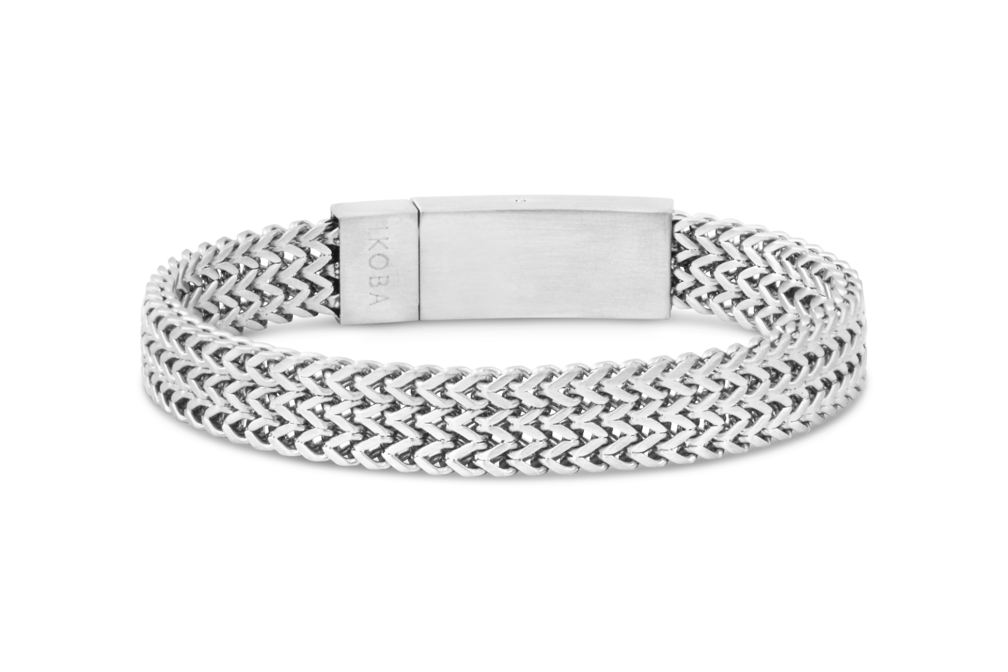 ikoba stalen armband geweven mat grijs