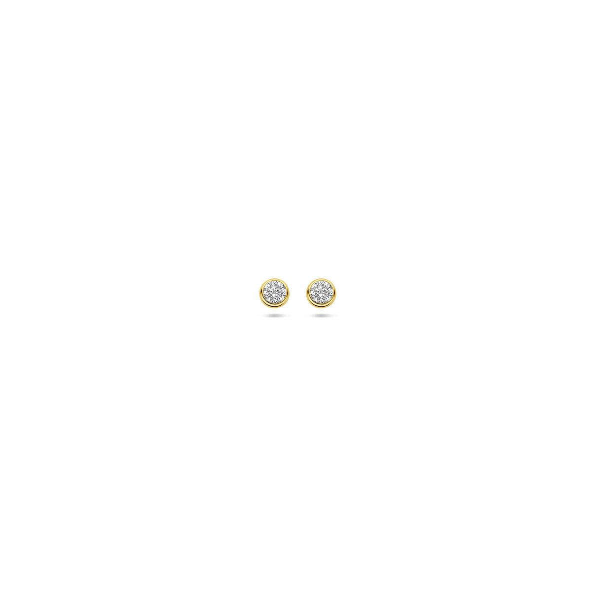 9krt gouden oorknoppen met zirkonia, 2mm.