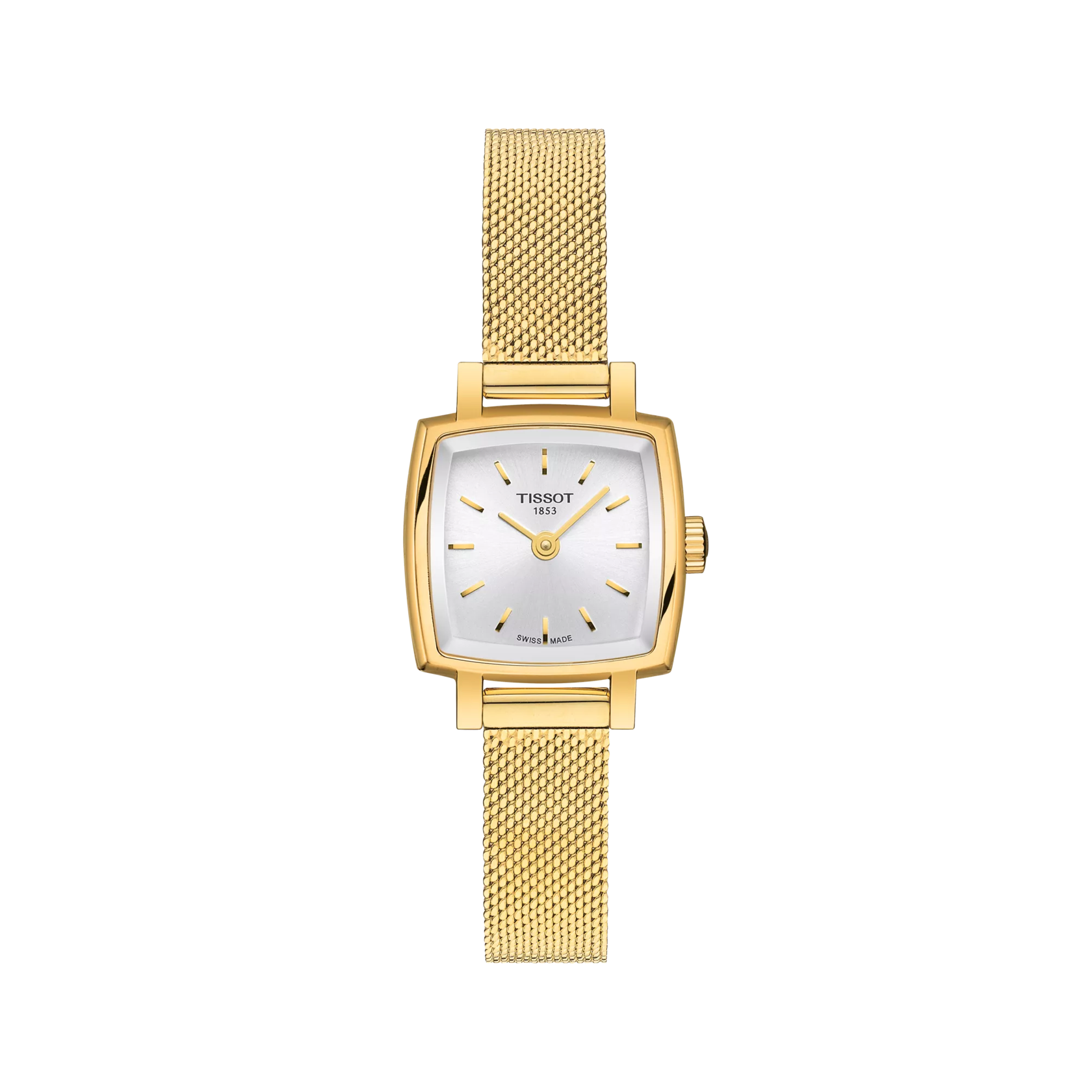 De Tissot Lovely Square T0581093303100 is een Zwitserse analoge dameshorloge met quartz uurwerk. Het heeft een elegante vierkante gouden kast van roestvrij staal met een saffierglas en zilverkleurige wijzerplaat. Waterbestendig tot 30 meter, en is hypoallergeen. Draag met de gouden Milanese mesh-band voor een verfijnde en stijlvolle look, ideaal voor elke gelegenheid.