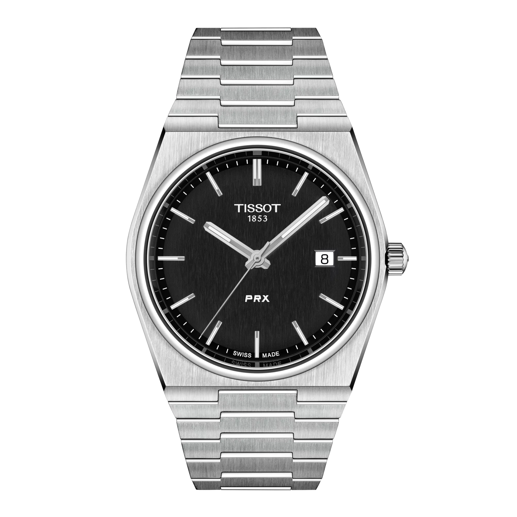De Tissot PRX T1374101105100 heeft een stijlvolle uitstraling met een zilverkleurige, roestvrijstalen kast en band, zwart wijzerplaat met strepen, en saffierglas. Hij heeft een Zwitsers quartz-uurwerk, datumaanduiding, en is waterdicht tot 10 bar. Ideaal voor dagelijks gebruik of formele gelegenheden. Draag hem met zowel casual als zakelijke outfits voor een verfijnde look.