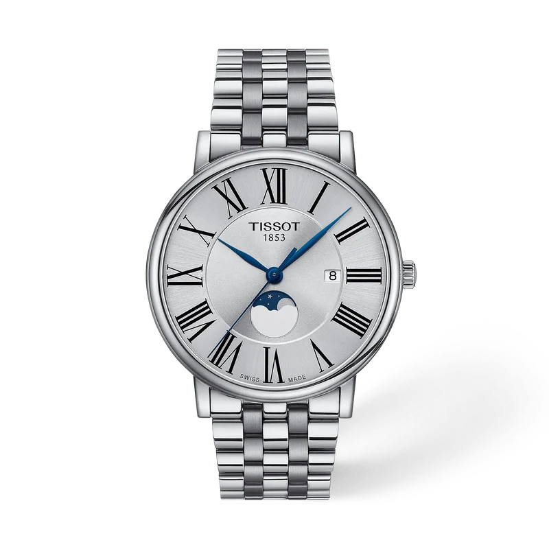 De Tissot Carson Premium Gent Moonphase T1224231103300 heeft een elegante en klassieke uitstraling met een moonphase complicatie, dat de maanstanden weergeeft. Het horloge heeft een roestvrijstalen kast en band, een krasbestendig saffierglas en is waterbestendig tot 50 meter. Draag dit horloge bij formele gelegenheden voor een stijlvolle uitstraling. Perfect voor mannen die op zoek zijn naar een tijdloos horloge van hoogwaardige kwaliteit.