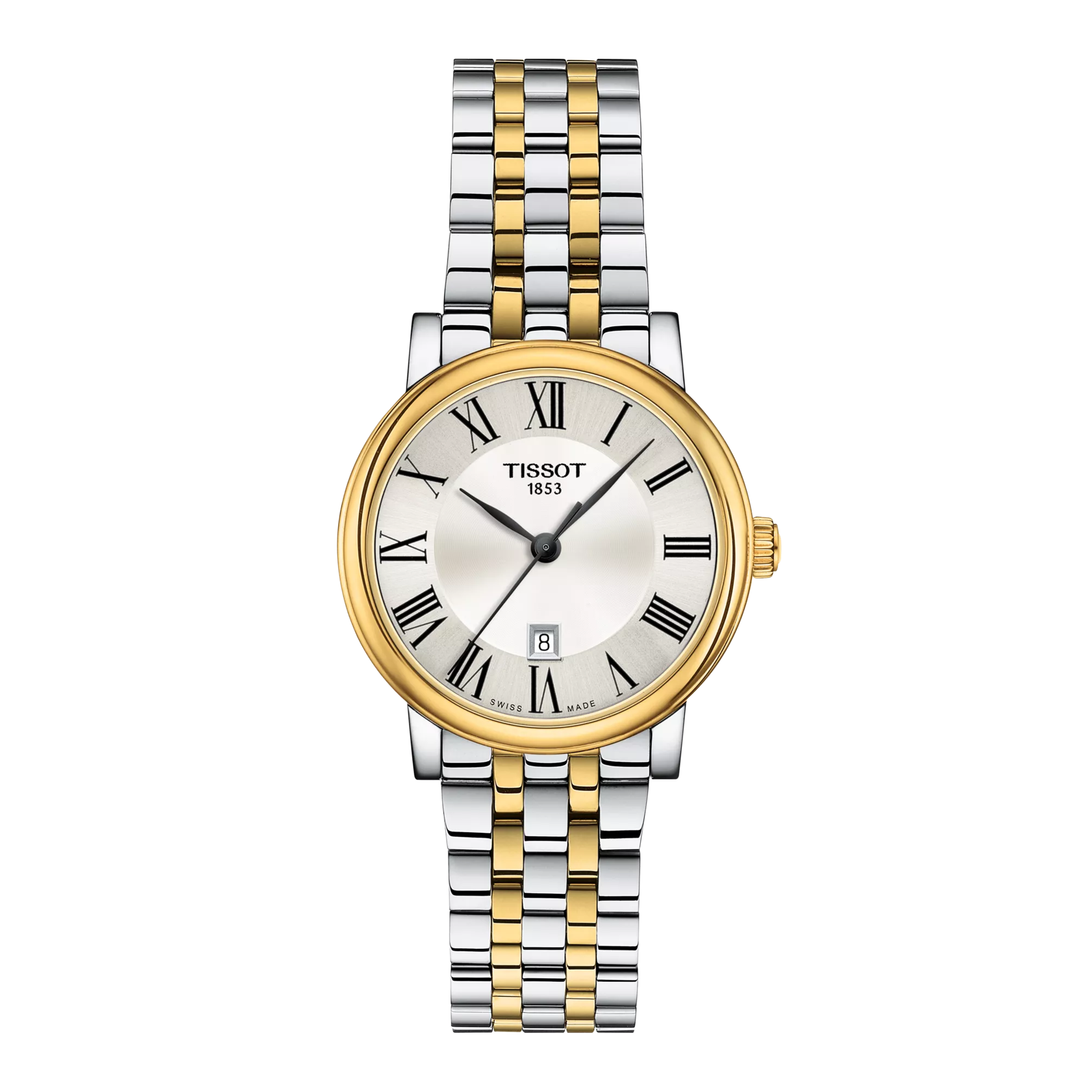 De Tissot Carson Premium T1222102203300 is een stijlvolle dameshorloge met Zwitserse quartz beweging en analoge indicatie. De behuizing is rond en gemaakt van roestvrij staal met saffierglas. Het horloge is waterafstotend tot 5 ATM en hypoallergeen. Draag hem bij formele en dagelijkse gelegenheden voor een elegante look.