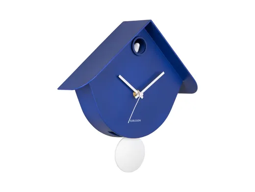 Karlsson Wandklok Cool Retro Cuckoo - Met Vogelgeluiden - Kobalt Blauw - 25,5x7,5x25,8cm