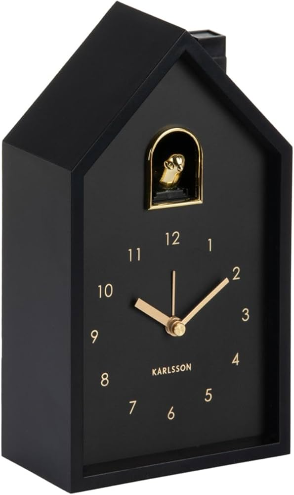 wekker Karlsson Wall Clock Modern Cuckoo 'ORO' - BLACK 