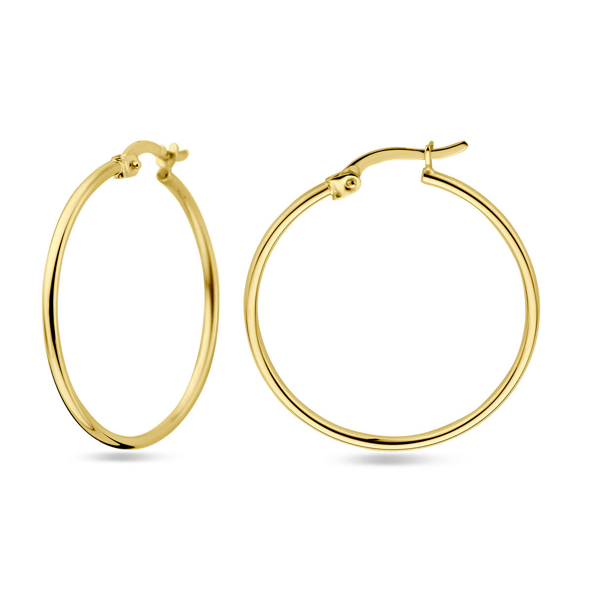 14 karaats Geel gouden oorringen met hefboom beugel 2mm en 34mm diameter
