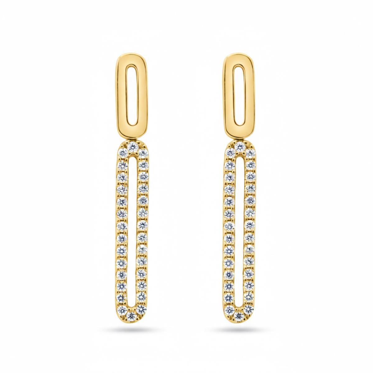 Femme Ador&eacute;e gouden oorhangers 18kt met diamant 22pt