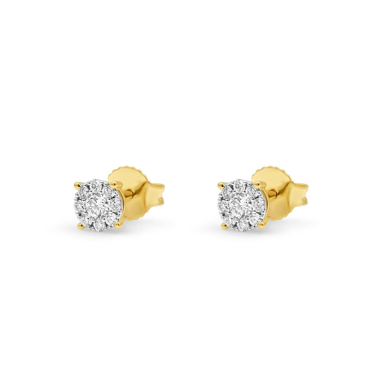 Femme Ador&eacute;e bicolor gouden oorstekers 18k met diamant 25pt