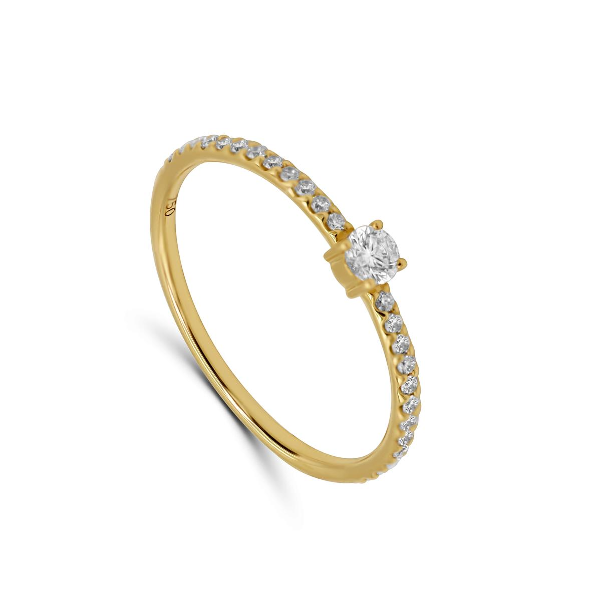 Femme Ador&eacute;e geel gouden ring 18k met diamant 22pt