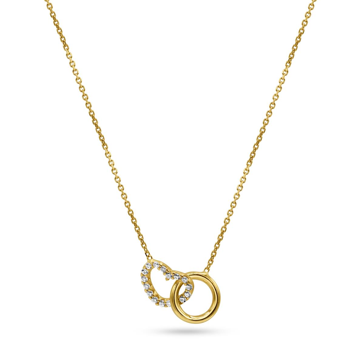 Femme Ador&eacute;e geel gouden collier 18k met zirkonia