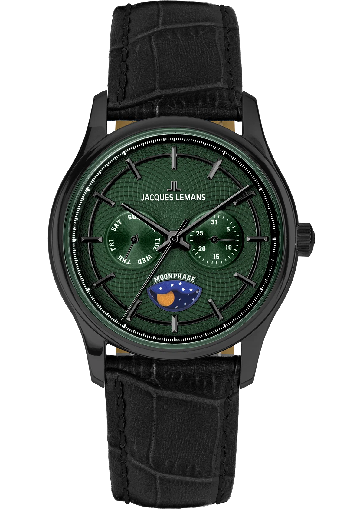 Der Derby 1-2213 JACQUES LEMANS ist eine elegante neue Herrenuhr mit schwarzem Armband und robustem Edelstahlgeh&auml;use. Sie verf&uuml;gt &uuml;ber eine Datumsanzeige und hat eine Gr&ouml;&szlig;e von 43 mm. Tragen Sie diese stilvolle Armbanduhr bei formellen Anl&auml;ssen oder im B&uuml;ro, um Ihre Outfits zu vervollst&auml;ndigen und Zeit elegant im Blick zu behalten.