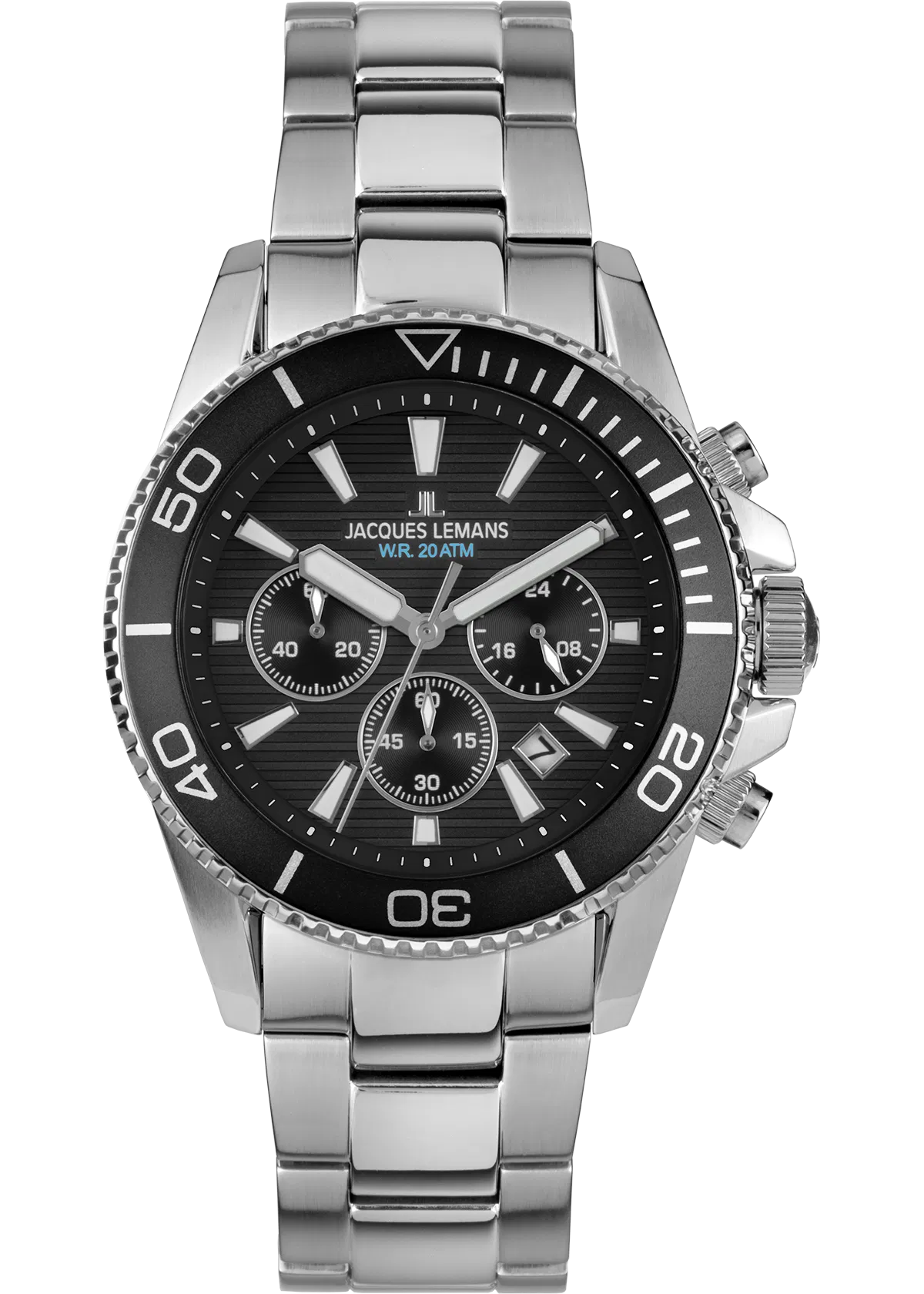 Der Liverpool Diver 1-2206G von JACQUES LEMANS vereint Eleganz und Funktionalit&auml;t. Mit einem 44 mm Edelstahlgeh&auml;use, silberfarbenem Armband und Datumsfunktion ist diese Armbanduhr ein stilvoller Begleiter. Tragen Sie sie am besten zu formellen Anl&auml;ssen oder im B&uuml;ro, um Ihrem Outfit einen Hauch von Raffinesse zu verleihen. Perfekt f&uuml;r den modernen Gentleman.