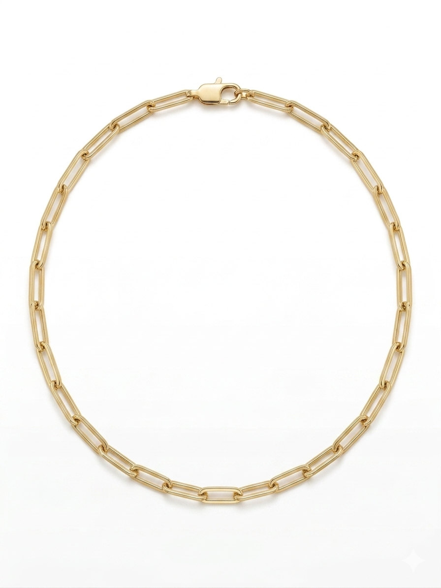 De Paperclip Schakelketting JRS8862 is een elegante ketting van 14 karaat goud, met een dikte van 4,4 mm en een lengte van 45 cm. Met een gewicht van 8 gram is deze goudkleurige ketting perfect voor zowel dagelijks gebruik als speciale gelegenheden. Draag hem solo voor een verfijnde look of combineer met andere sieraden voor extra flair.