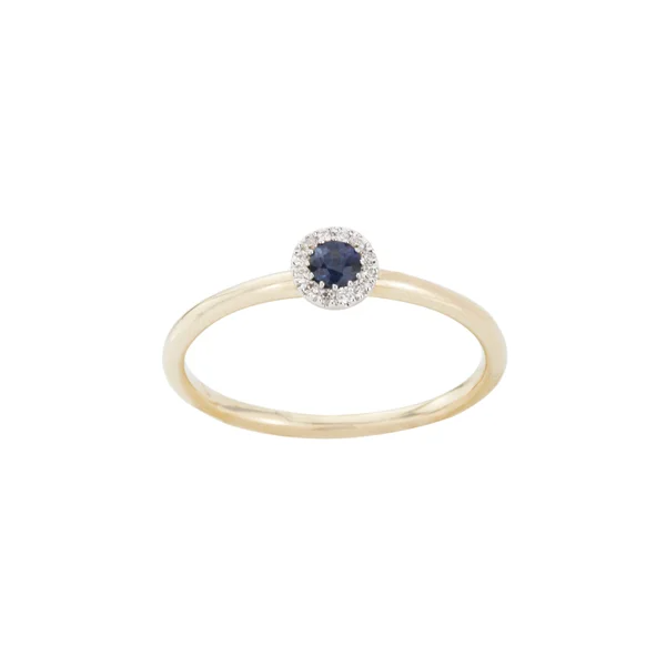 Goud ring met saffier circa 0.14crt en diamant - 0.04crt WE-P1 maat 18