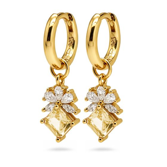 Karma Jewely Hinged Hoops Nola Zirconia Citrien Goldplated