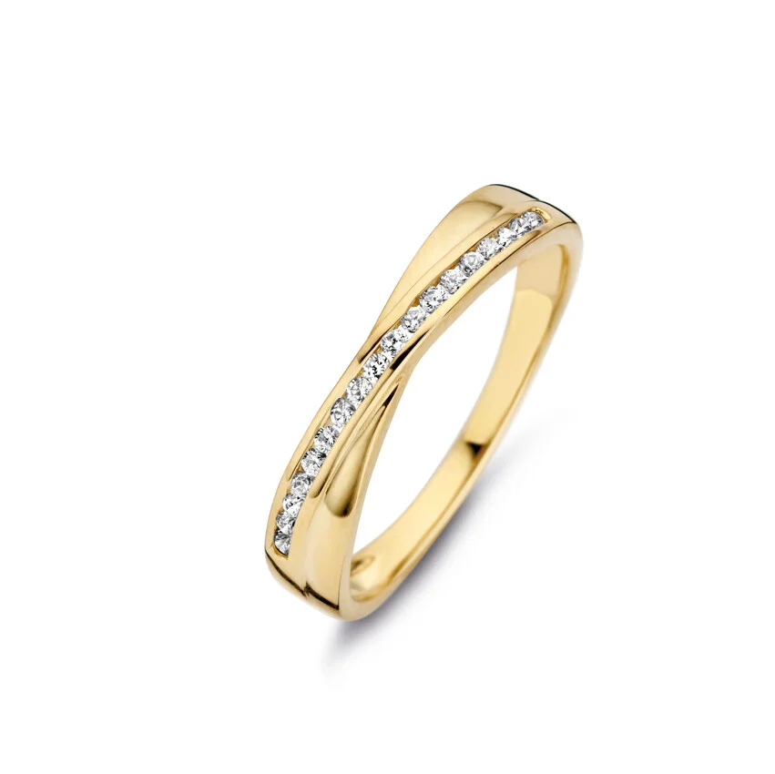 gouden ring, overslag+rails zirconias mt17