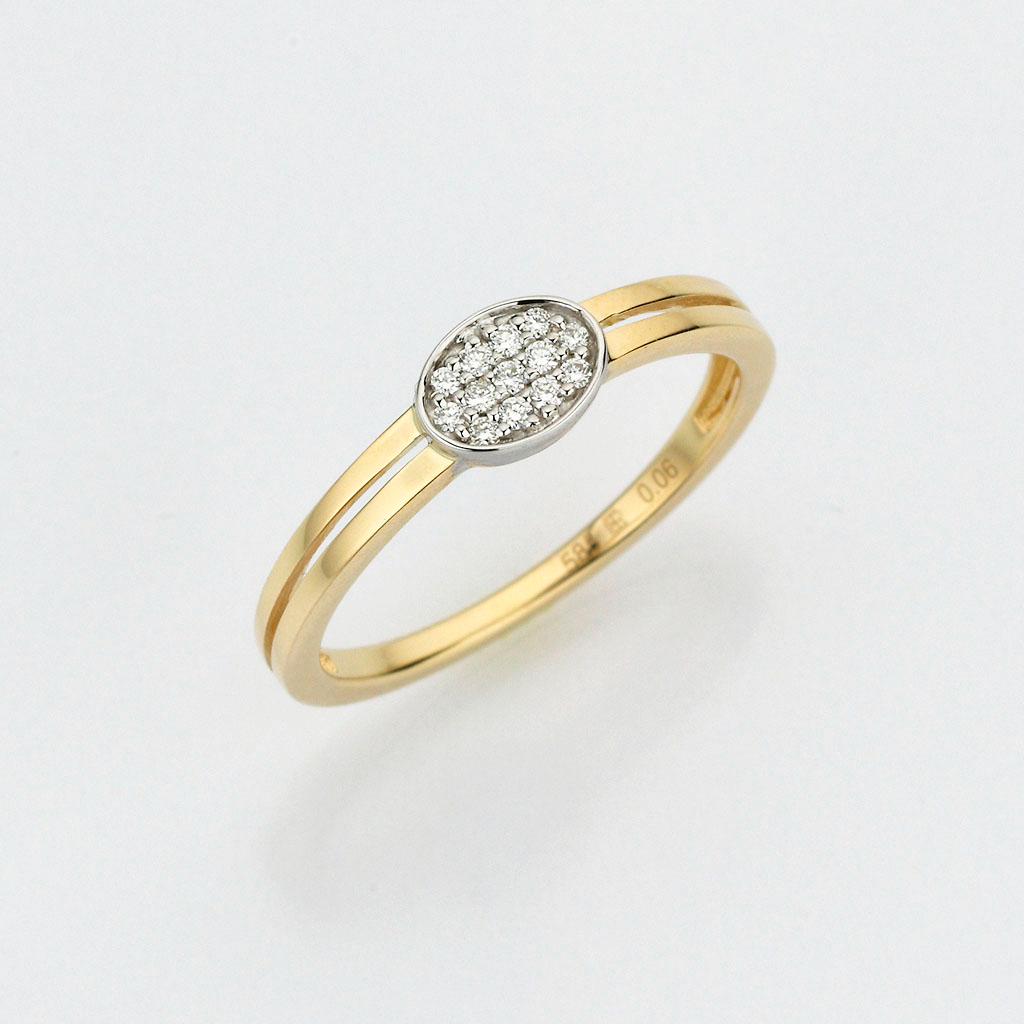 Gouden ring met briljant in wit gouden zetting 0,06 ct. briljant