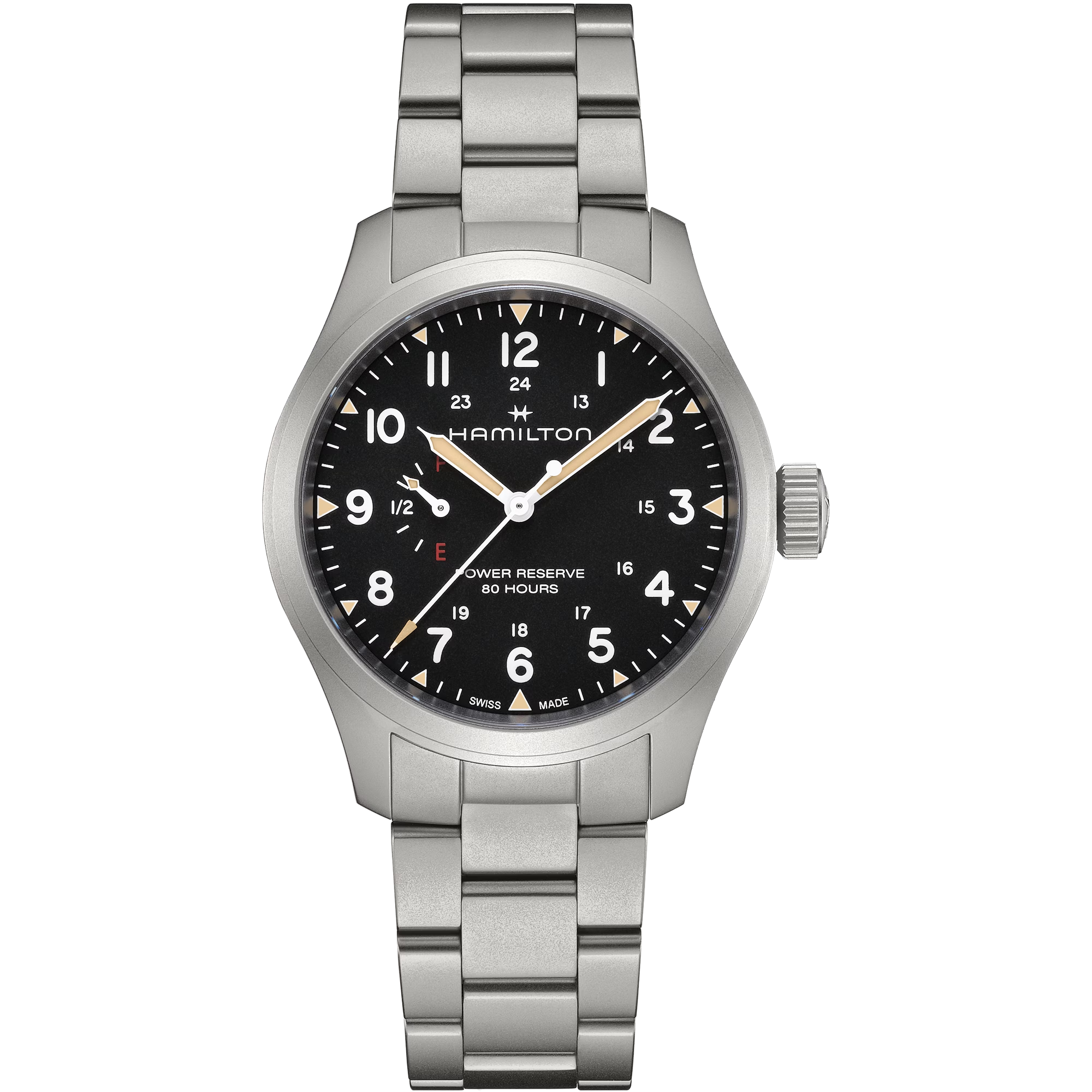 De Hamilton Khaki Field Power Reserve, modelnummer H69509130, is een robuuste polshorloge. Kenmerkend zijn de weergave van de gangreserve, een roestvrijstalen kast, en een nauwkeurig kwartsmechanisme. Draag dit horloge met zowel casual als formele kleding voor een veelzijdige look. Perfect voor avonturiers en fijnproevers van stijl.