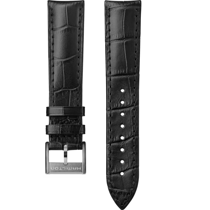 Dit Jazzmaster zwarte horlogebandje heeft een breedte van 20mm en is voorzien van een klassiek en tijdloos design. De band is gemaakt van hoogwaardig leder en heeft een stevige gesp voor optimale bevestiging. Draag dit bandje met trots en combineer het met je favoriete horloge voor een stijlvolle uitstraling. Maak je look compleet met deze prachtige horlogeband.H6004251051