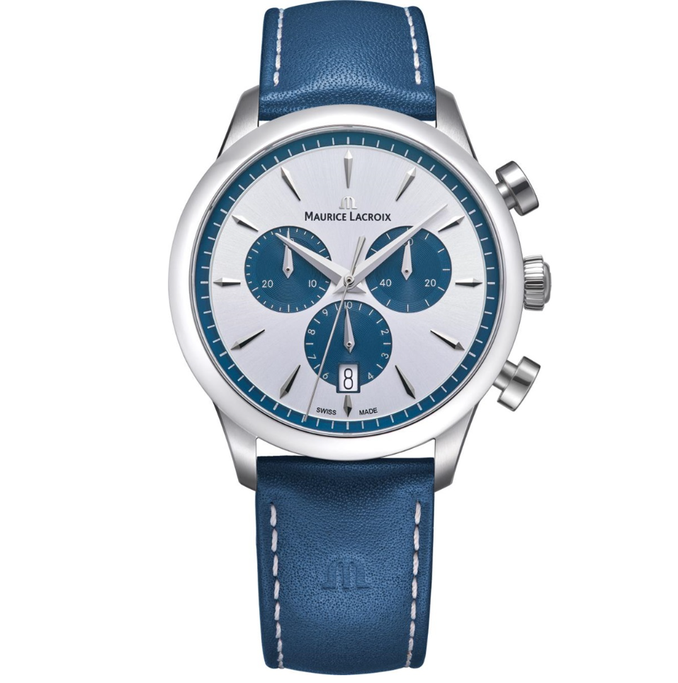 Dit is een horloge van het merk Maurice Lacroix gemaakt voor heren.
De specificaties zijn als volgt:
Kastmaat: 40 mm
Kastdikte: 10 mm
Waterdichtheid: 10 ATM / 100 Meter / 330 Feet
Dit horloge heeft de volgende functies/eigenschappen:
Chronograaf
Datumaanduiding