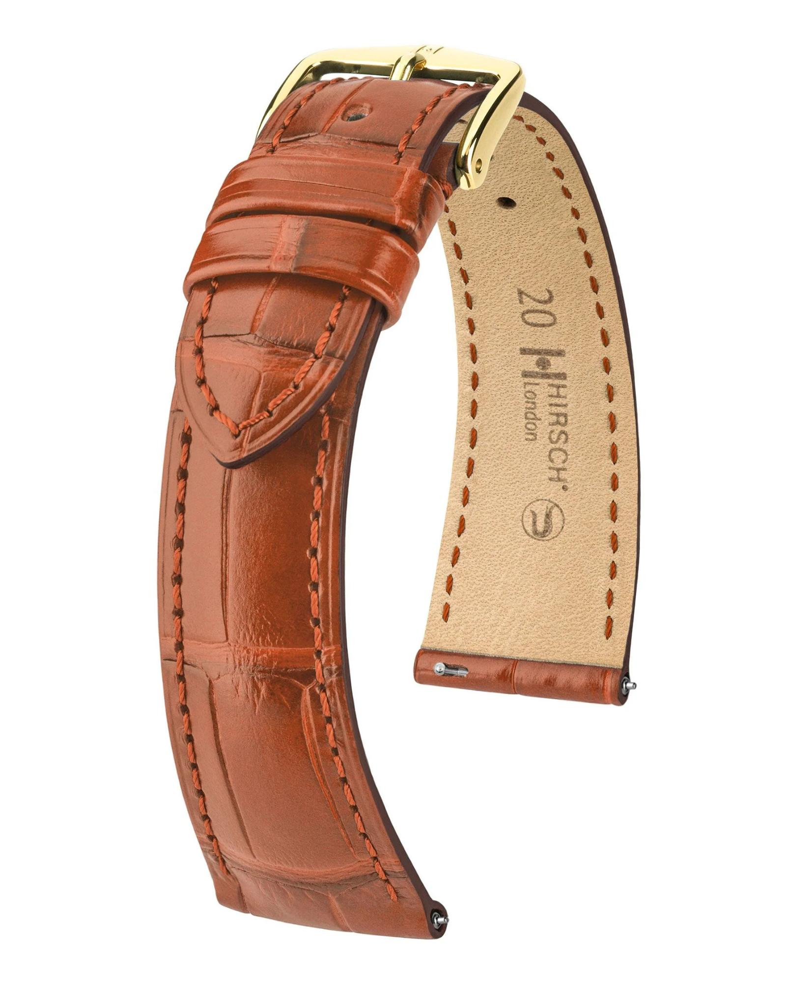 London Brown Alligator 22mm is een luxe horlogeband van echt alligatorleder in een warme bruine tint. Dankzij de 22 mm breedte past deze band perfect op grotere klassieke en moderne horloges. De hoogwaardige afwerking, comfortabele voering en elegante uitstraling maken hem ideaal voor wie stijl en kwaliteit wil combineren.