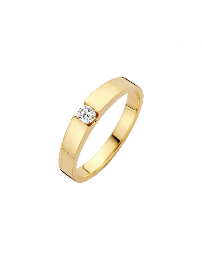 Deze Ring uit de ETERNAL collectie is vervaardigd uit 14k Goud en is voorzien van een briljant geslepen Briljant van x 0.08 crt G/Vsi | G - Top Wesselton - Fijn wit. Een perfecte keuze voor Dames die op zoek zijn naar een tijdloos en elegant sieraad.
