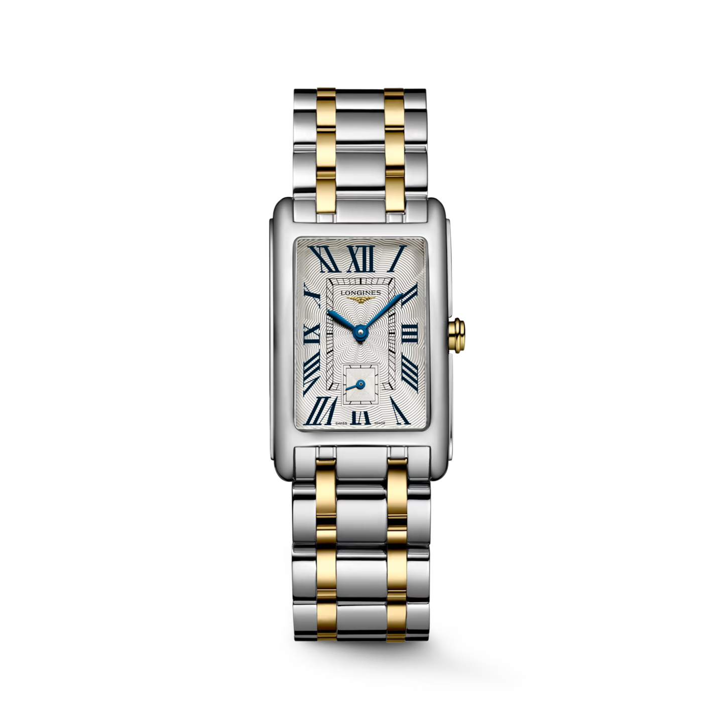 Longines polshorloge model Dolce Vita.
Quartz horloge, 23.30 x 37.00 mm, roestvrij staal met 18-karaats geelgouden kroon.