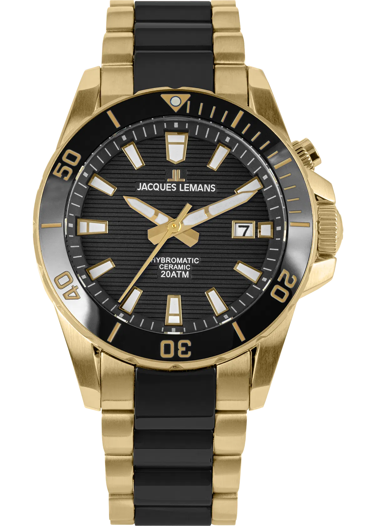 Der Hybromatic 1-2222 JACQUES LEMANS ist eine elegante Armbanduhr mit einem schwarzen Armband. Sie besteht aus Edelstahl und verf&uuml;gt &uuml;ber eine Datumsfunktion. Der Geh&auml;usedurchmesser betr&auml;gt 42 mm. Perfekt f&uuml;r formelle Anl&auml;sse sowie den t&auml;glichen Gebrauch. Tragen Sie sie zu einem Anzug oder einem smart-casual Outfit, um Stil und Funktionalit&auml;t zu kombinieren.