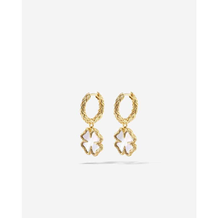 De Oorbellen Katja Klaver Parelmoer Set Verguld, modelnummer 002J03197E900, zijn verfijnde creolen gemaakt van 925 sterling zilver met een goudkleurige afwerking. Ze wegen 5 gram, hebben een breedte van 12 mm en een juweelmaat van 1. Perfect te combineren met zowel casual als chique outfits om een vleugje elegantie toe te voegen aan elke gelegenheid.