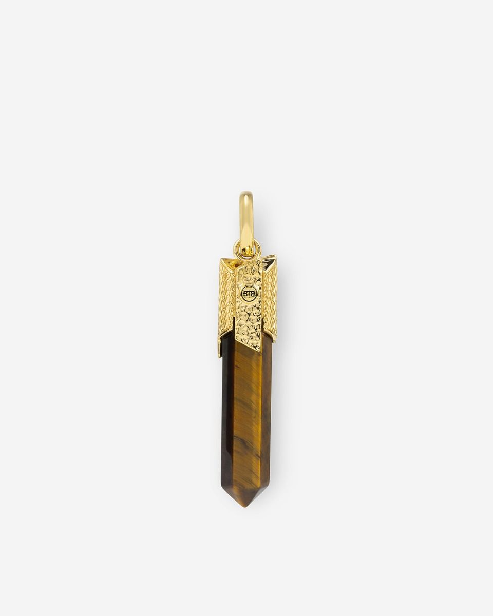701TI GV one - Gemstone Pendant Gold Vermeil Tiger Eye