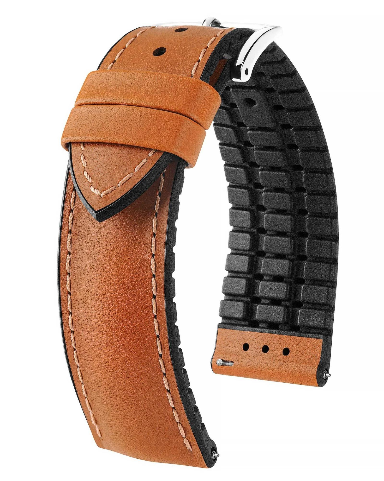 James Golden Brown Calf 21mm is een sportief-elegante horlogeband van hoogwaardig goudbruin kalfsleder met een comfortabele rubberen kern. De waterbestendige afwerking, duurzame kwaliteit en 21 mm breedte maken deze band perfect voor dagelijks gebruik en actieve momenten.
