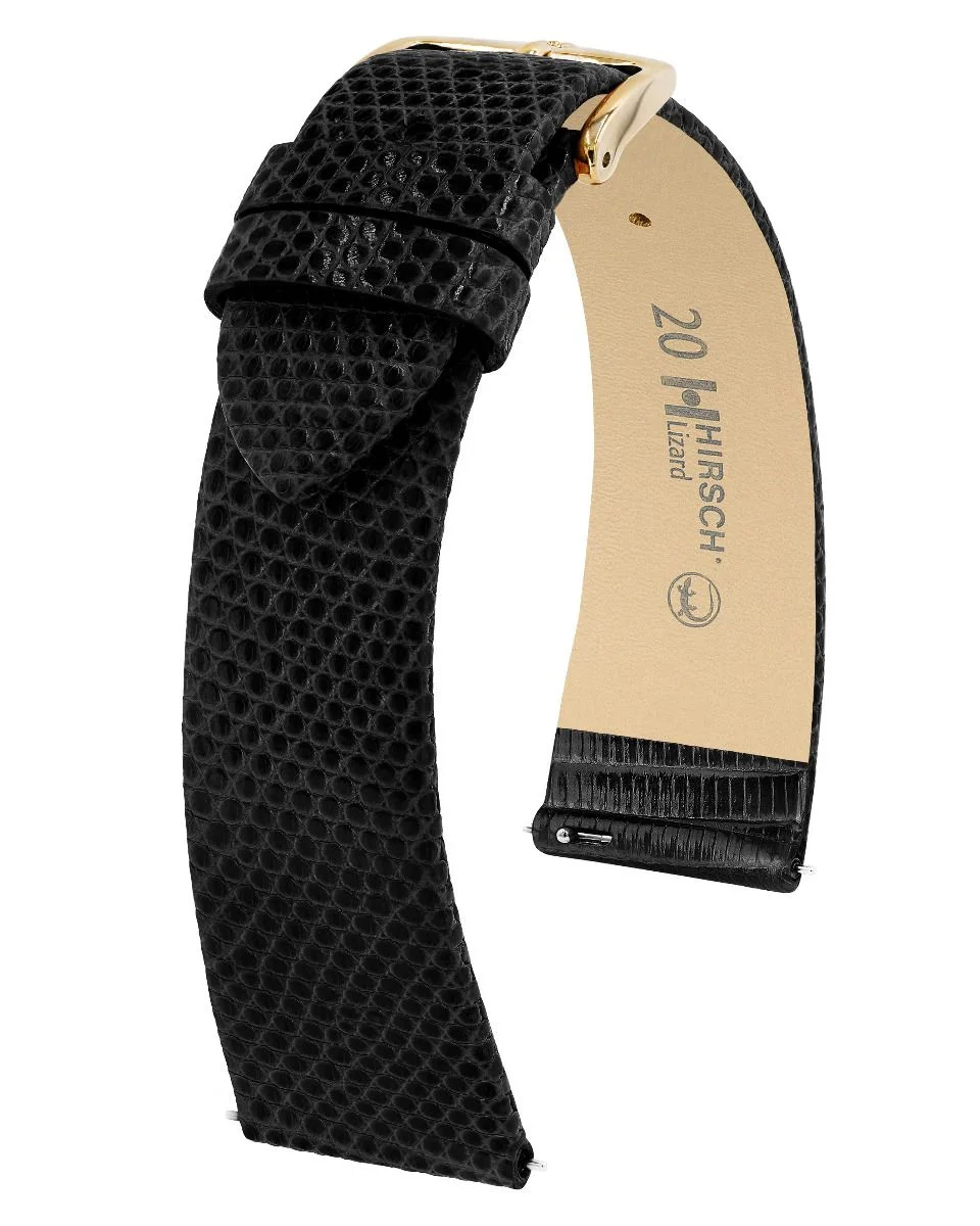 Elegante zwarte lizard horlogeband van 14mm met glanzende afwerking. Een stijlvolle en verfijnde keuze die perfect past bij klassieke en dress watches. Gemaakt voor een luxe uitstraling en comfortabel dagelijks draagcomfort.