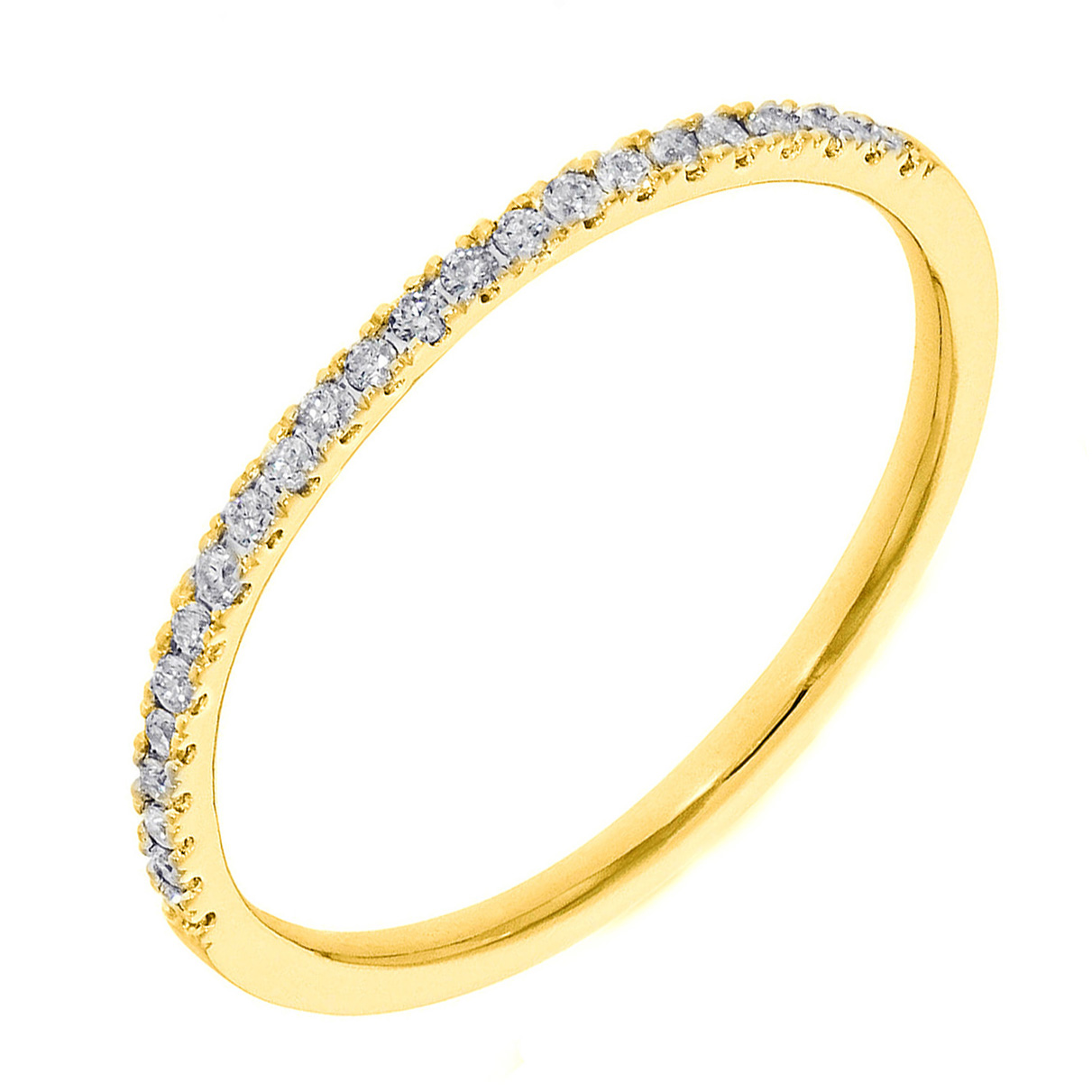 14 krts geelgouden alliance ring bezet met 23 diamantjes briljant geslepen totaal 0.12 crt H SI.