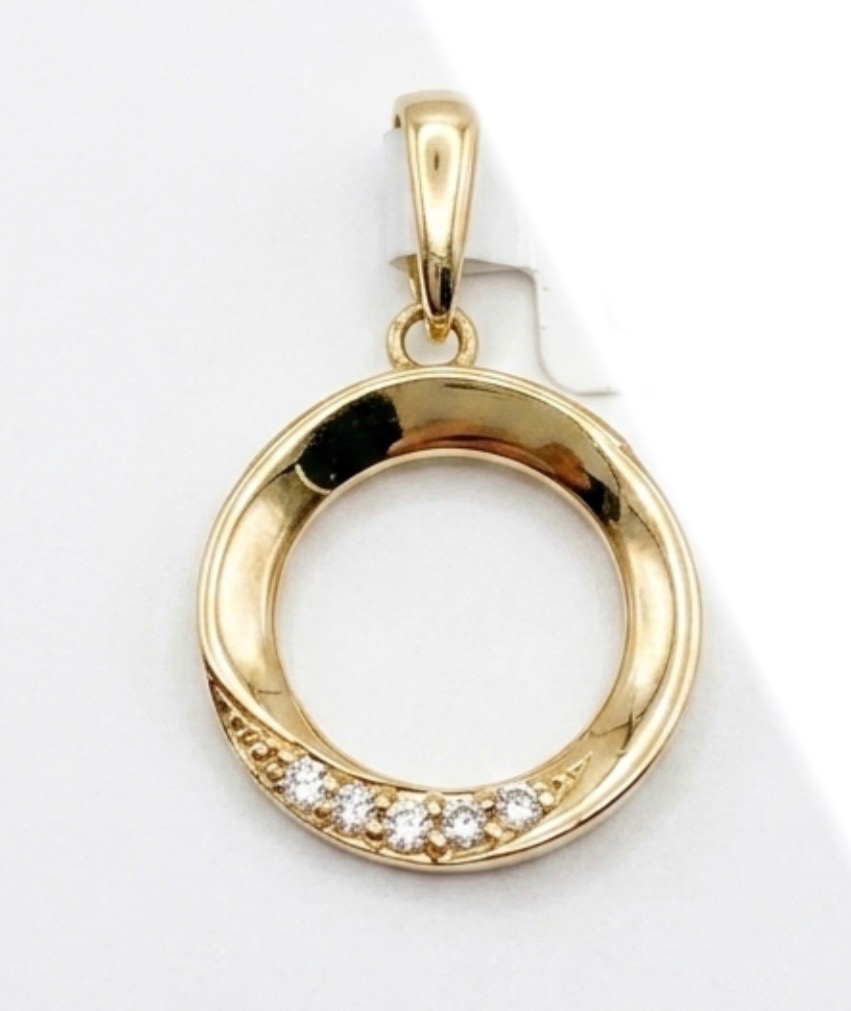 Goud hanger met zirkonia's in rondje 