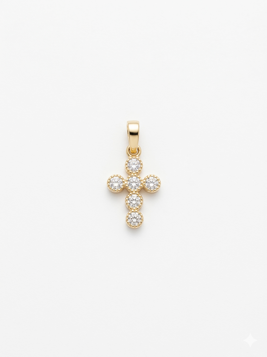 Goud hanger kruisje met zirkonia's