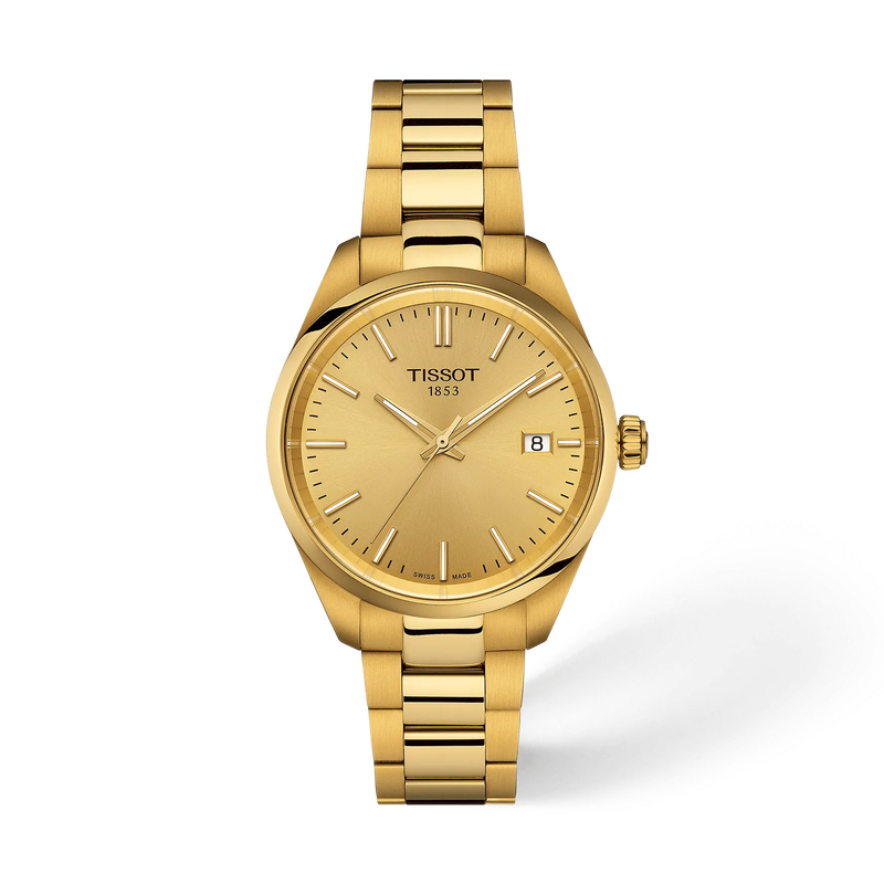 De Tissot PR 100 T1502103302100 is een elegante Zwitserse polshorloge met analoge quartzbeweging. Het heeft een ronde roestvrijstalen kast met saffierglas, goudkleurige wijzerplaat en band. Waterbestendig tot 10 ATM, en is hypoallergeen. Perfect voor dagelijks gebruik of formele gelegenheden. Draag het met zakelijke of casual outfits voor een stijlvolle look.