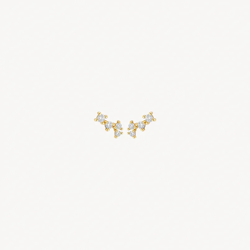 Fantasierijk en verfijnd zijn deze oorknoppen in 14k geelgoud met daarin zirkonia&rsquo;s in pav&eacute;-zetting. De hoogte van de oorknoppen is 6 mm en ze zijn fraai te combineren met collier 3191YZI en ring 1267YZI in hetzelfde ontwerp.