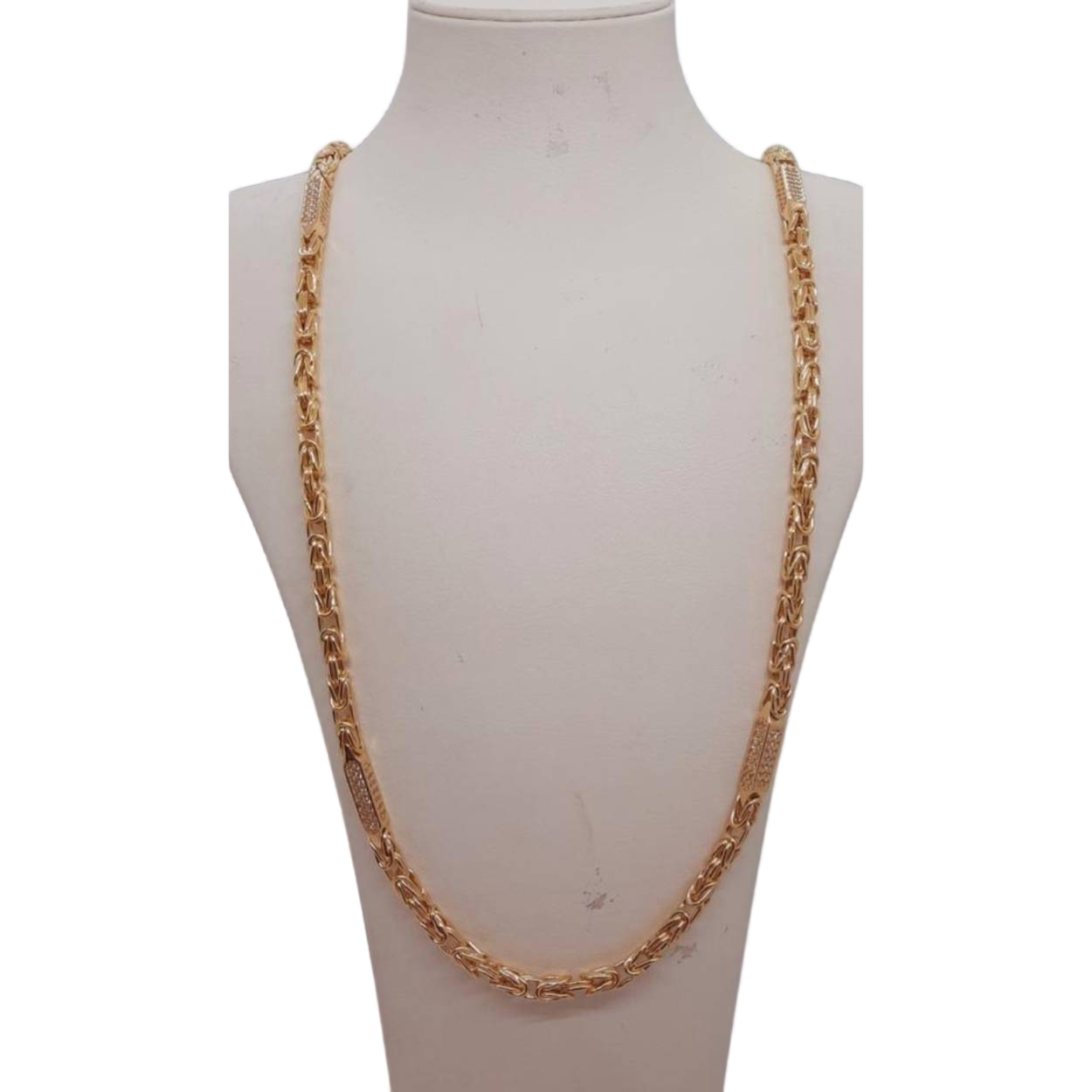 Deze gouden koningsketting van modelnummer BREA-JOY-0004003 is een prachtige 14 karaat gouden ketting van 70 cm. Met een breedte van 4,4 mm en een gewicht van 34,18 gram, straalt het pure elegantie uit. Het is glanzend goudkleurig en ideaal te dragen bij elke chique gelegenheid, perfect bij zowel formele als casual outfits.