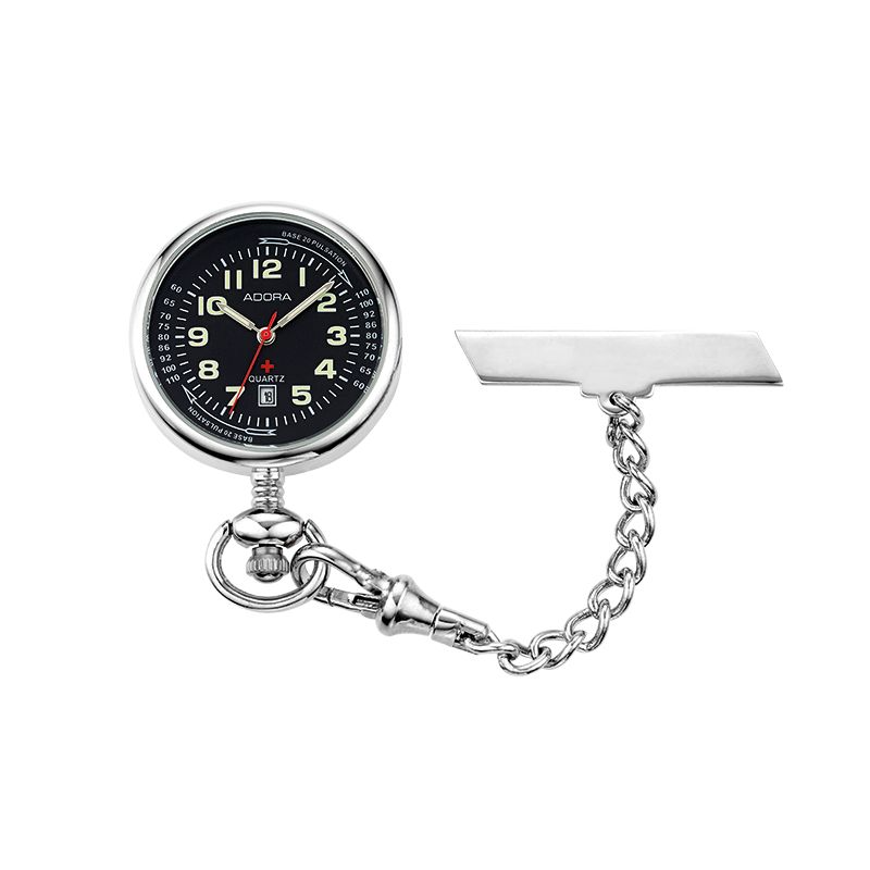 Die Adora Schwesternuhr Edelstahl AH 1003 ist eine stilvolle und funktionale Armbanduhr speziell f&uuml;r Krankenschwestern. Sie geh&ouml;rt zur Kategorie WATCH und ist als NURSE-WATCH konzipiert. Am besten wird sie mit dem Clip an der Kleidung befestigt, um die Handgelenksfreiheit zu gew&auml;hrleisten. Diese robuste Uhr unterst&uuml;tzt Sie zuverl&auml;ssig im Arbeitsalltag.