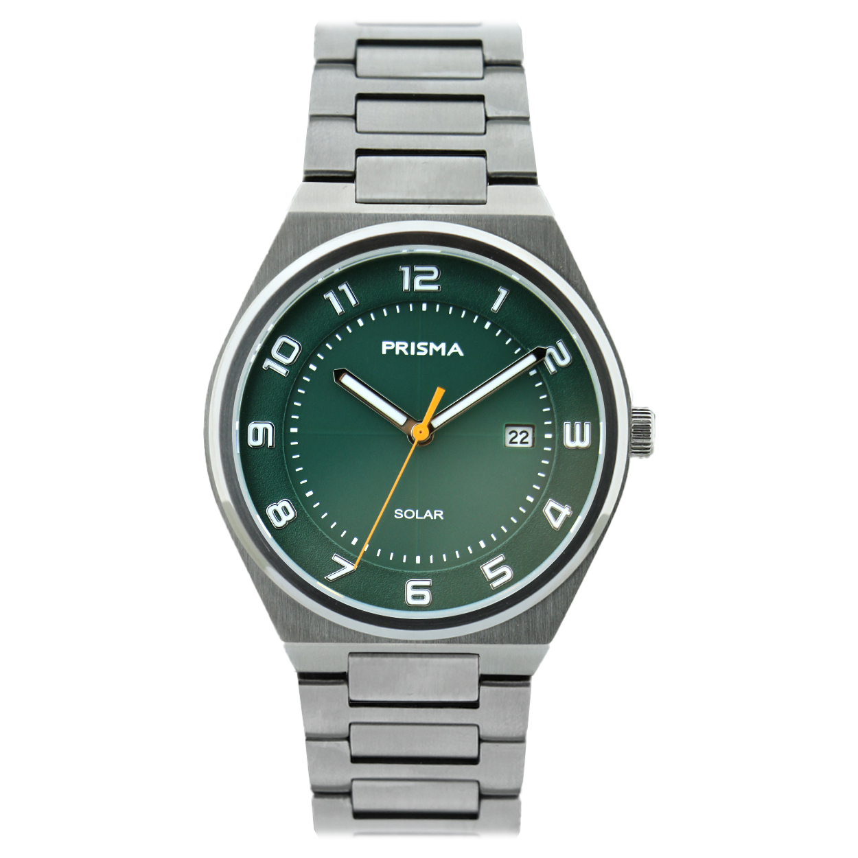Prisma P1190 Groen wijzerplaat, solar uurwerk, solid all stainless steel 10Atm 

Algemeen
Geslacht: heren
Model: P.1190

Voordelen
- solid band all-stinless zilverkleurig
- wijzerplaat groen met witte cijfers
- boven gem. waterdicht: zwemmen/duiken
- glas is zeer krasvast
- ook voor brede pols (max. 215 mm)
- quartz
- maat kast 40mm (breedte) 9.4 mm (dikte)

